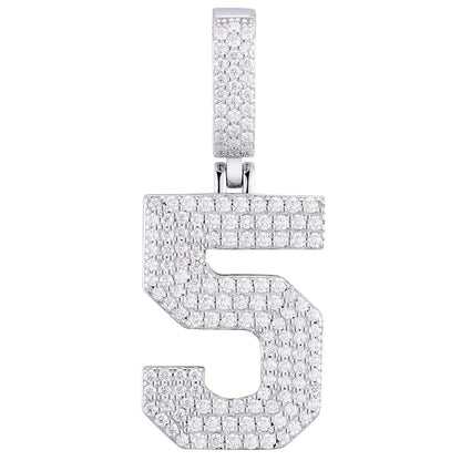 925 Silver Moissanite Iced Out Number Pendant TQP0170
