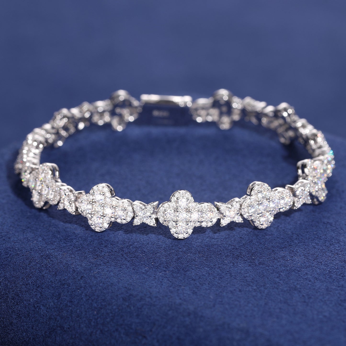 925 Silver Moissanite Clover Star Link Bracelet TQB0129
