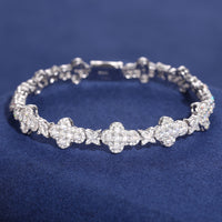 925 Silver Moissanite Clover Star Link Bracelet TQB0129