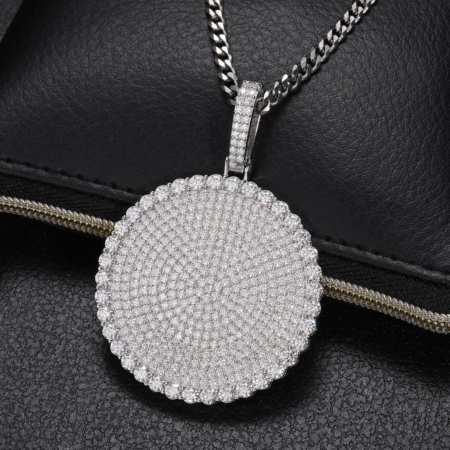 925 Silver Moissanite Iced Out Dog Tag Pendant TQP0159