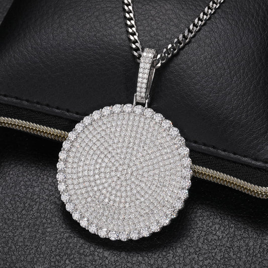 925 Silver Moissanite Iced Out Dog Tag Pendant TQP0159