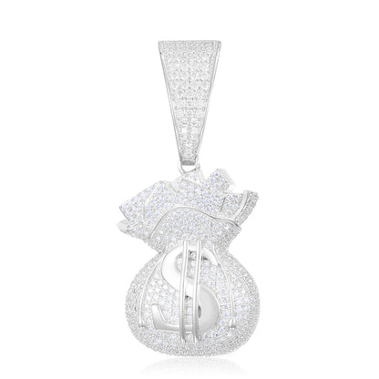 925 Silver Moissanite Money Bag Pendant TQP0274