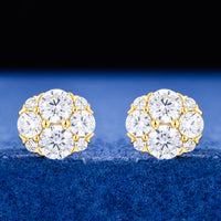 925 Silver Moissanite Round Floral Cluster Stud Earrings TQE0618
