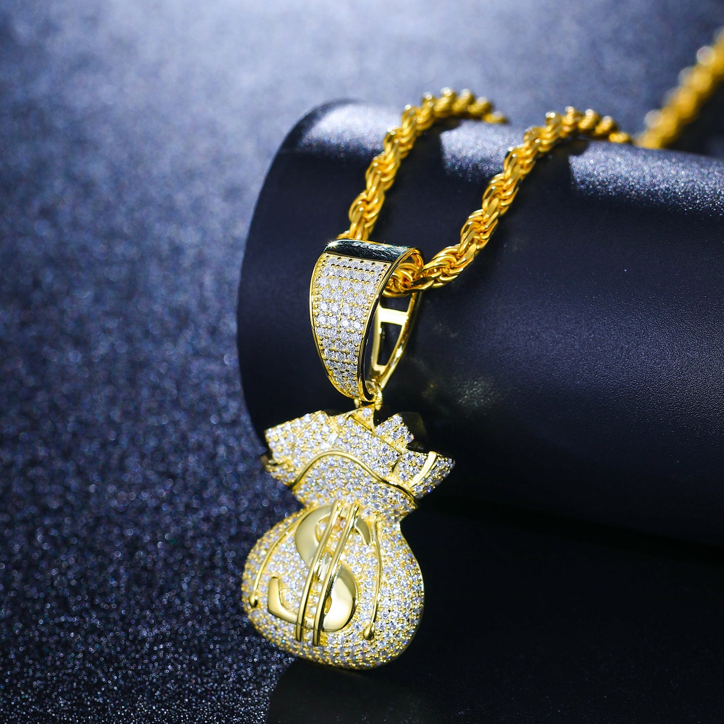 925 Silver Moissanite Money Bag Pendant TQP0274