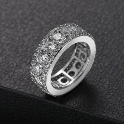 925 Silver Moissanite Round Cut Halo Band Ring TQR0044
