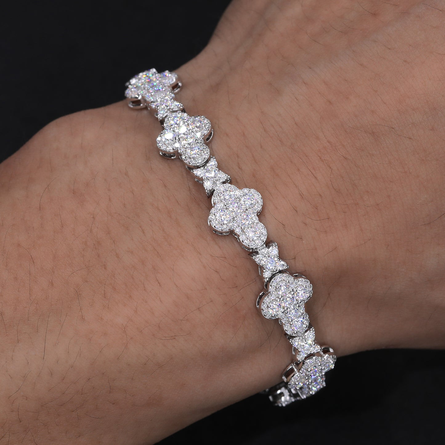 925 Silver Moissanite Clover Star Link Bracelet TQB0129