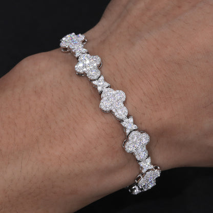 925 Silver Moissanite Clover Star Link Bracelet TQB0129