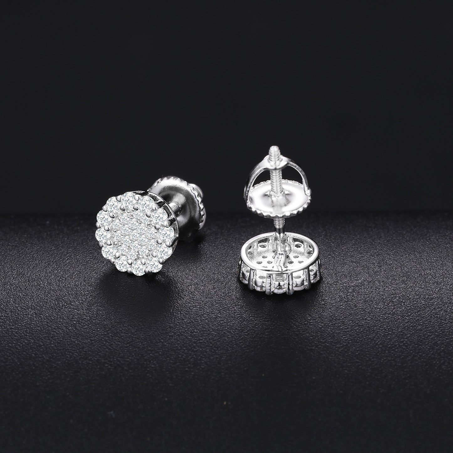 925 Silver Moissanite Round Pave Burst Stud Earrings TQE0153
