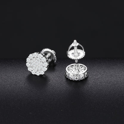 925 Silver Moissanite Round Pave Burst Stud Earrings TQE0153
