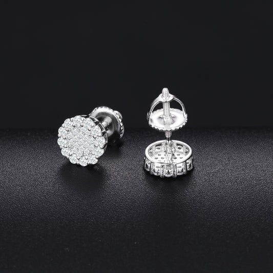 925 Silver Moissanite Round Pave Burst Stud Earrings TQE0153