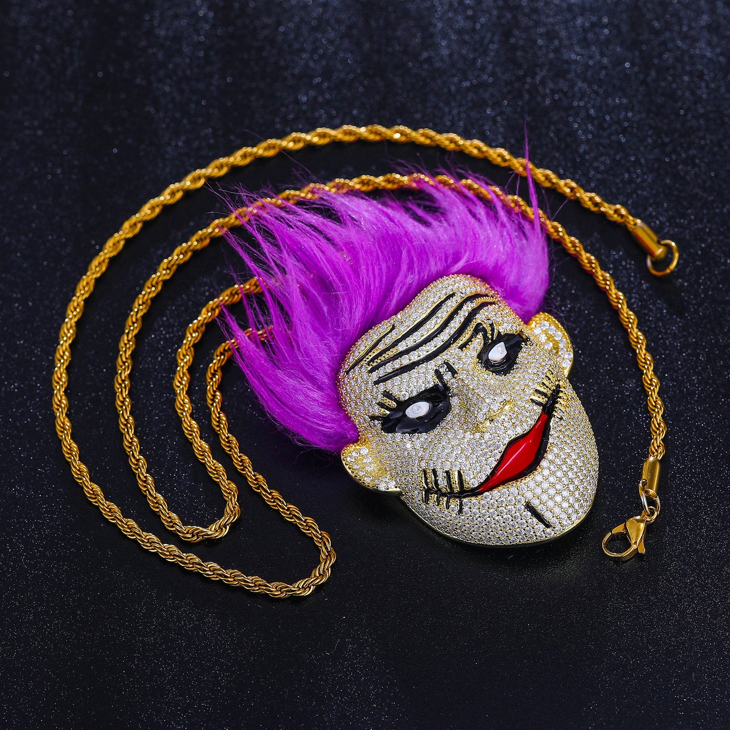 925 Silver Moissanite Purple Hair Clown Pendant TQP0266