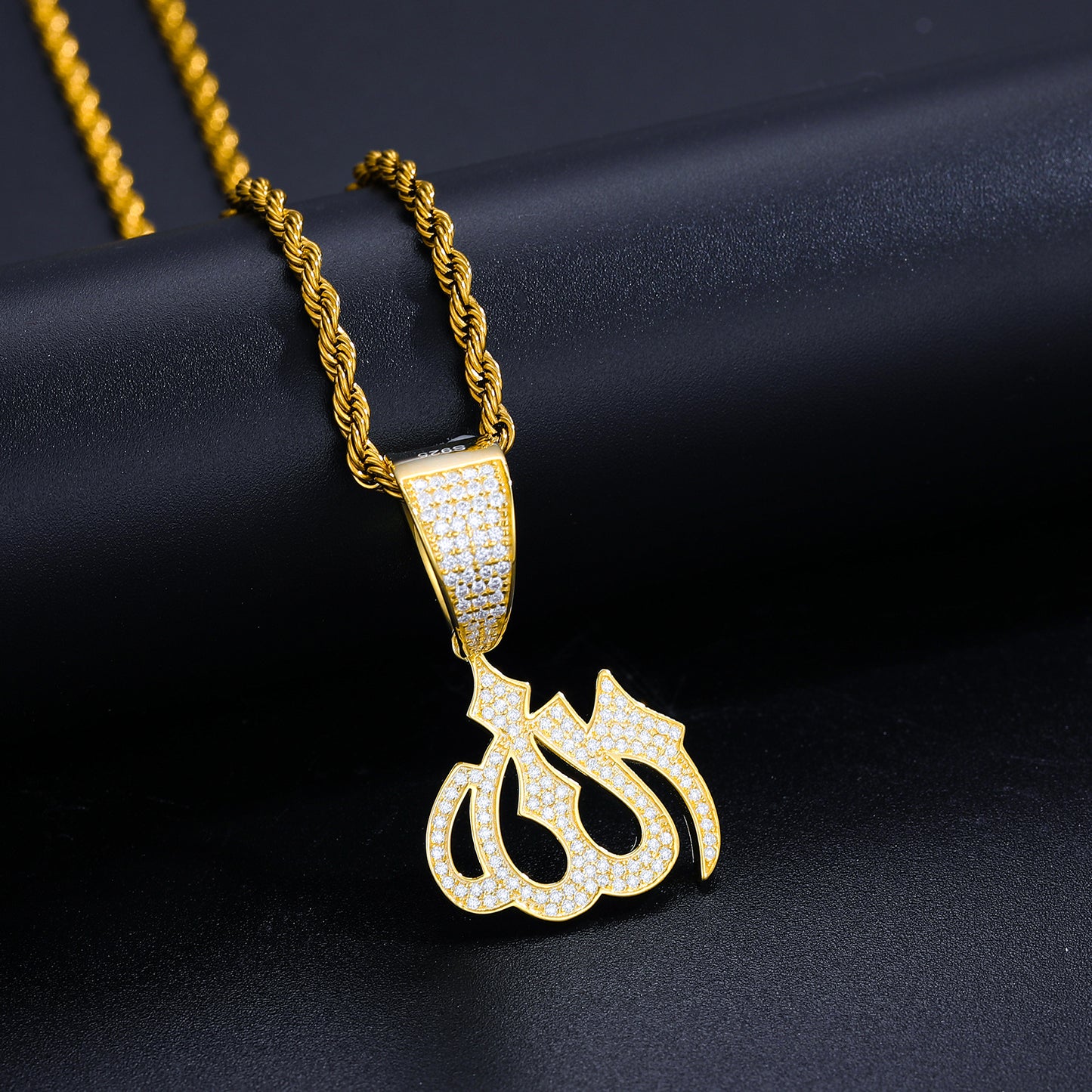 925 Silver Moissanite Iced Out Arabic Calligraphy Pendant TQP0236