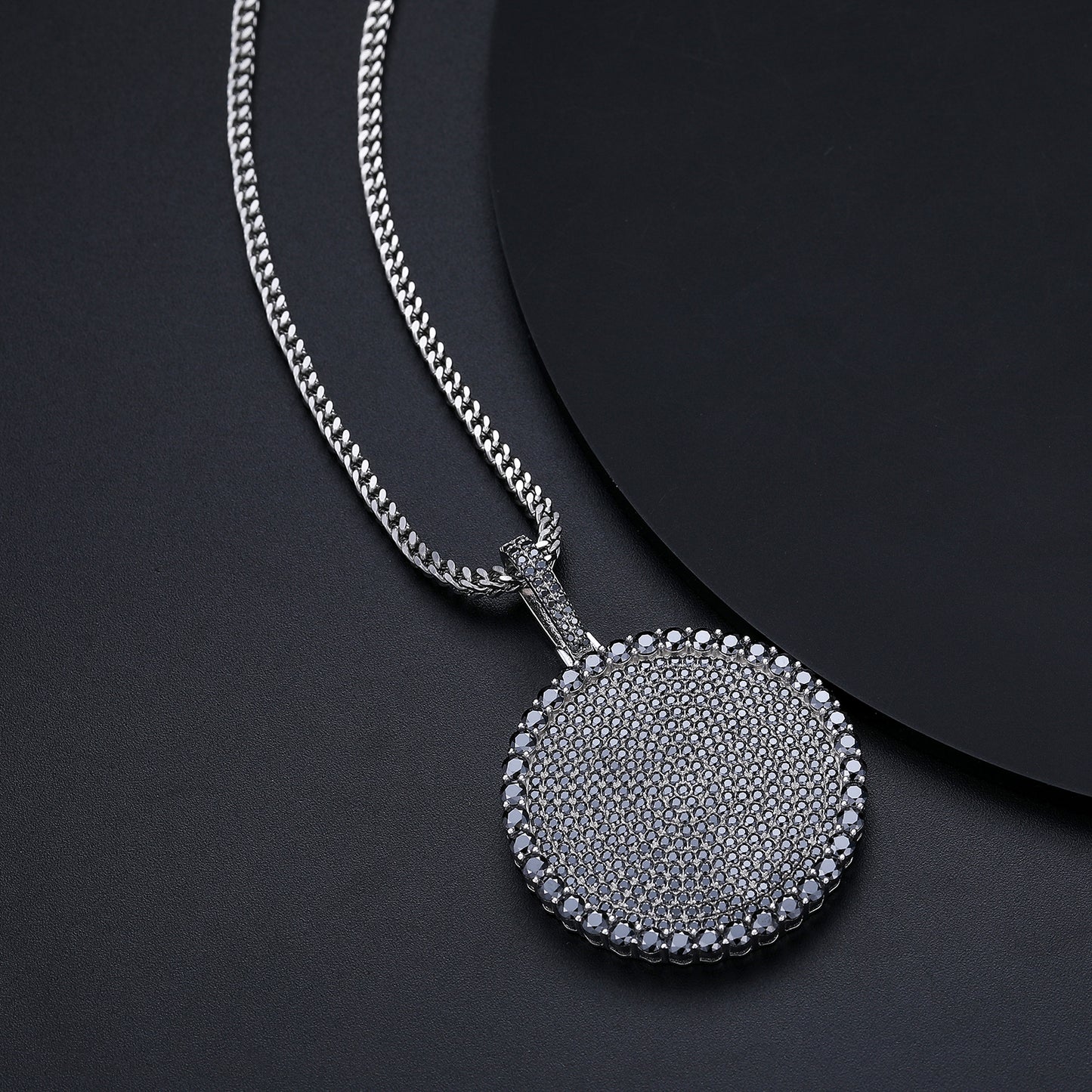 925 Silver Moissanite Iced Out Dog Tag Pendant TQP0159
