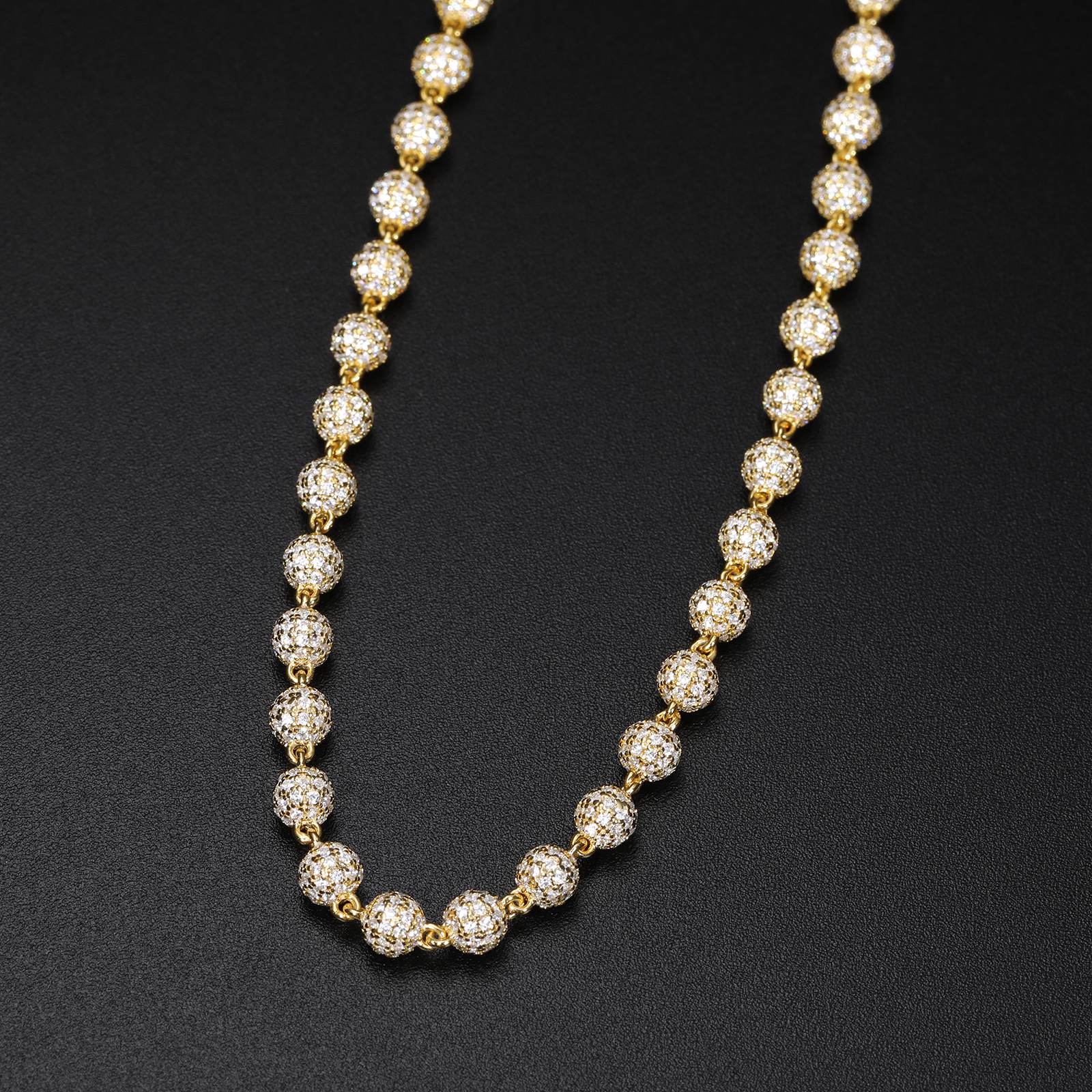 5mm S925 Micro Moissanite Iced Bead Link Chain - TUHE Jewelry