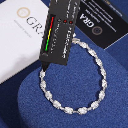 925 Silver Moissanite Gold Finish Cushion Station Bracelet TQB0143