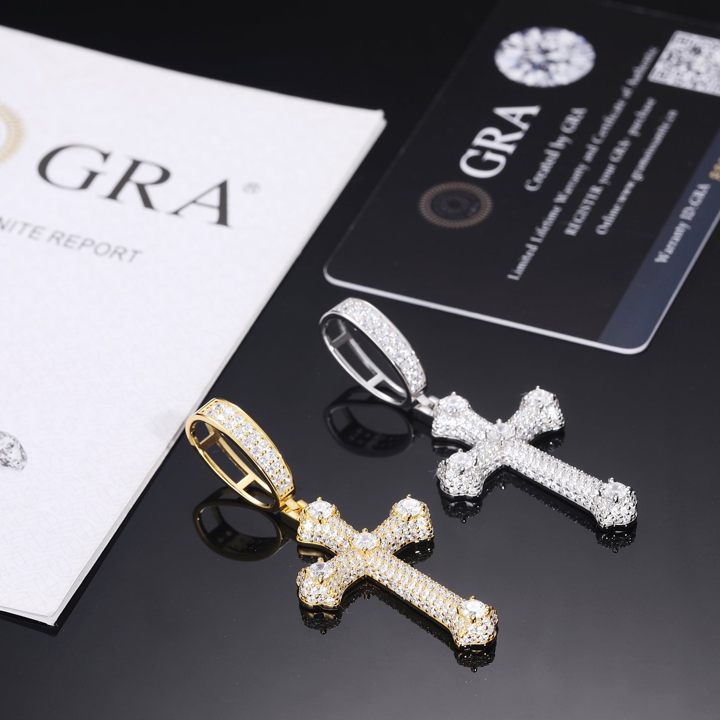 925 Silver Moissanite Bone Cross Pendant TQP0439