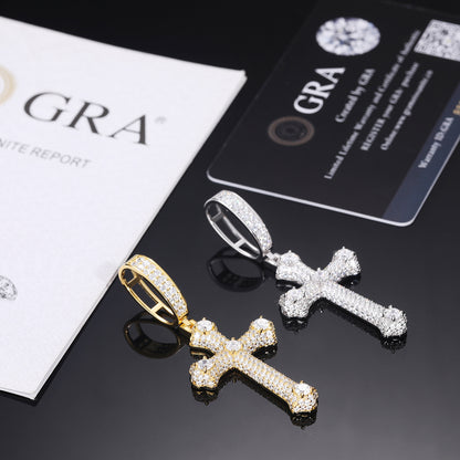 925 Silver Moissanite Bone Cross Pendant TQP0439
