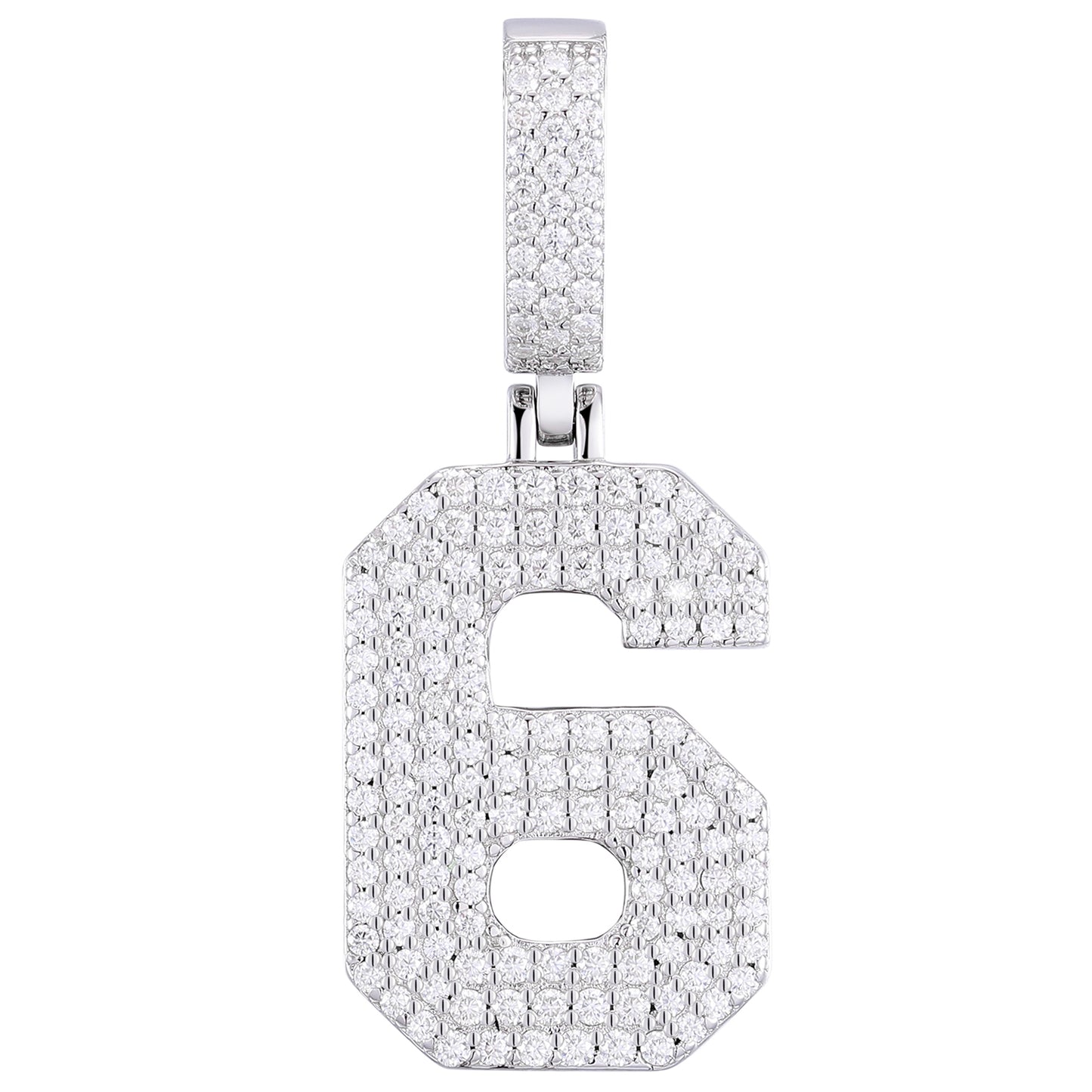 925 Silver Moissanite Iced Out Number Pendant TQP0170