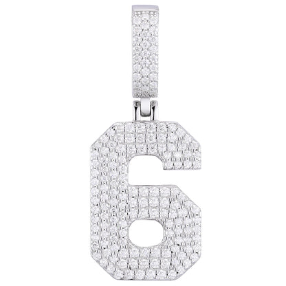 925 Silver Moissanite Iced Out Number Pendant TQP0170