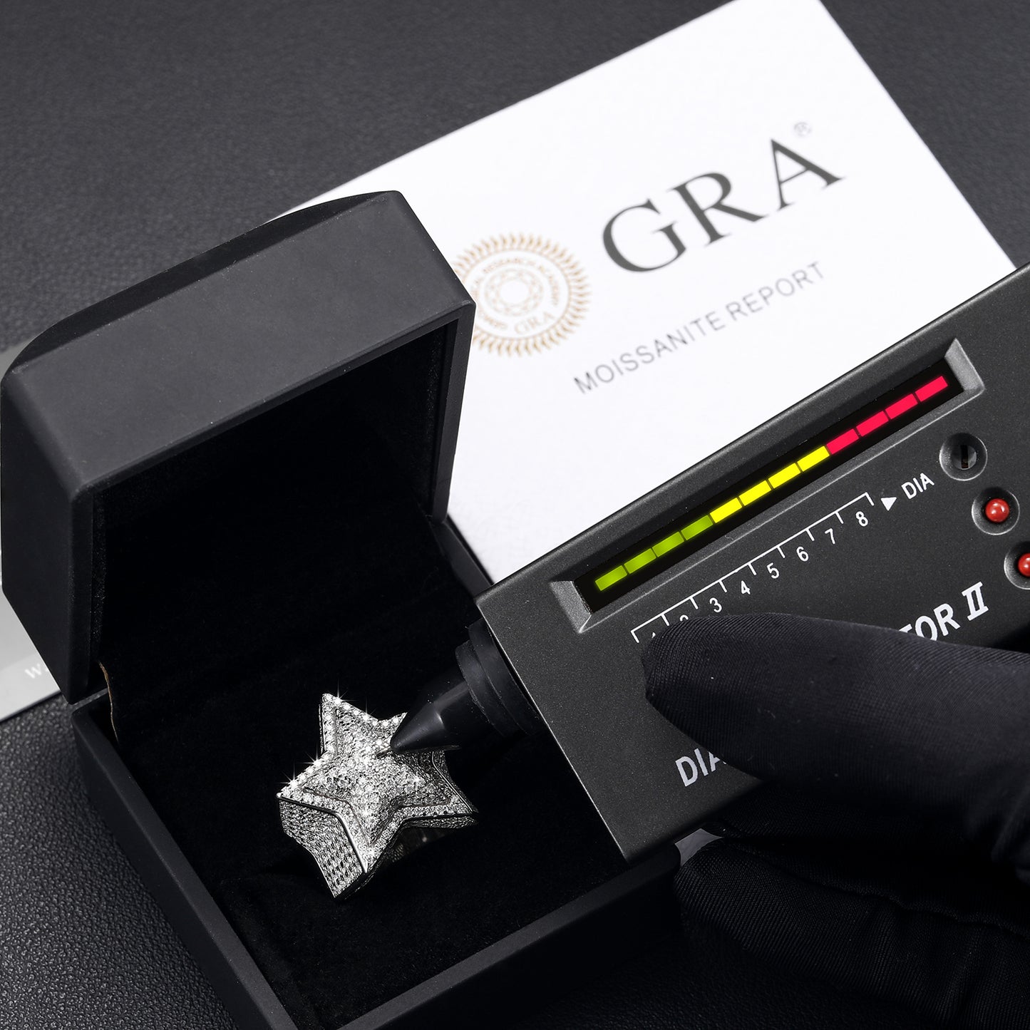 925 Silver Moissanite Pave Star Statement Ring TQR0046