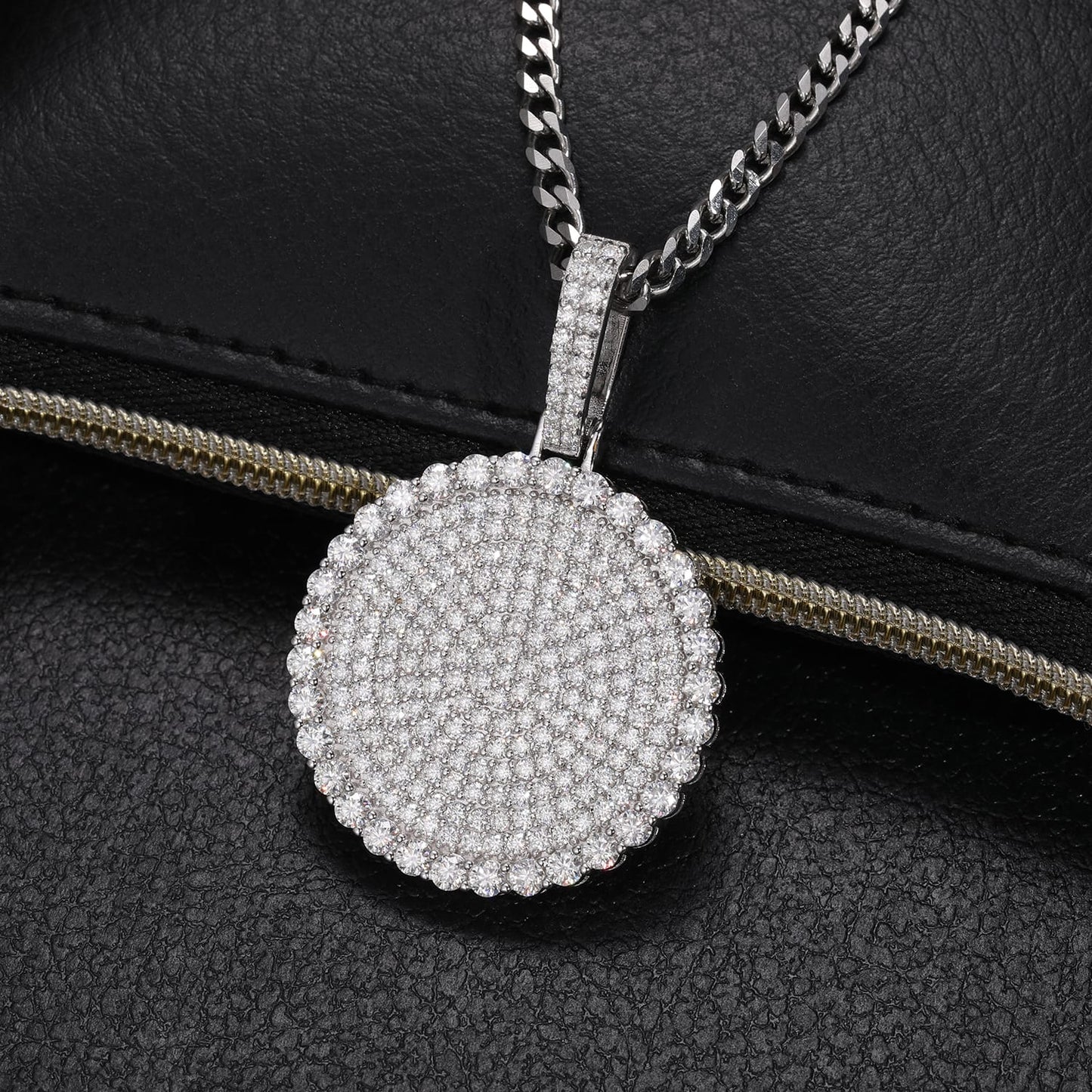 925 Silver Moissanite Iced Out Dog Tag Pendant TQP0159