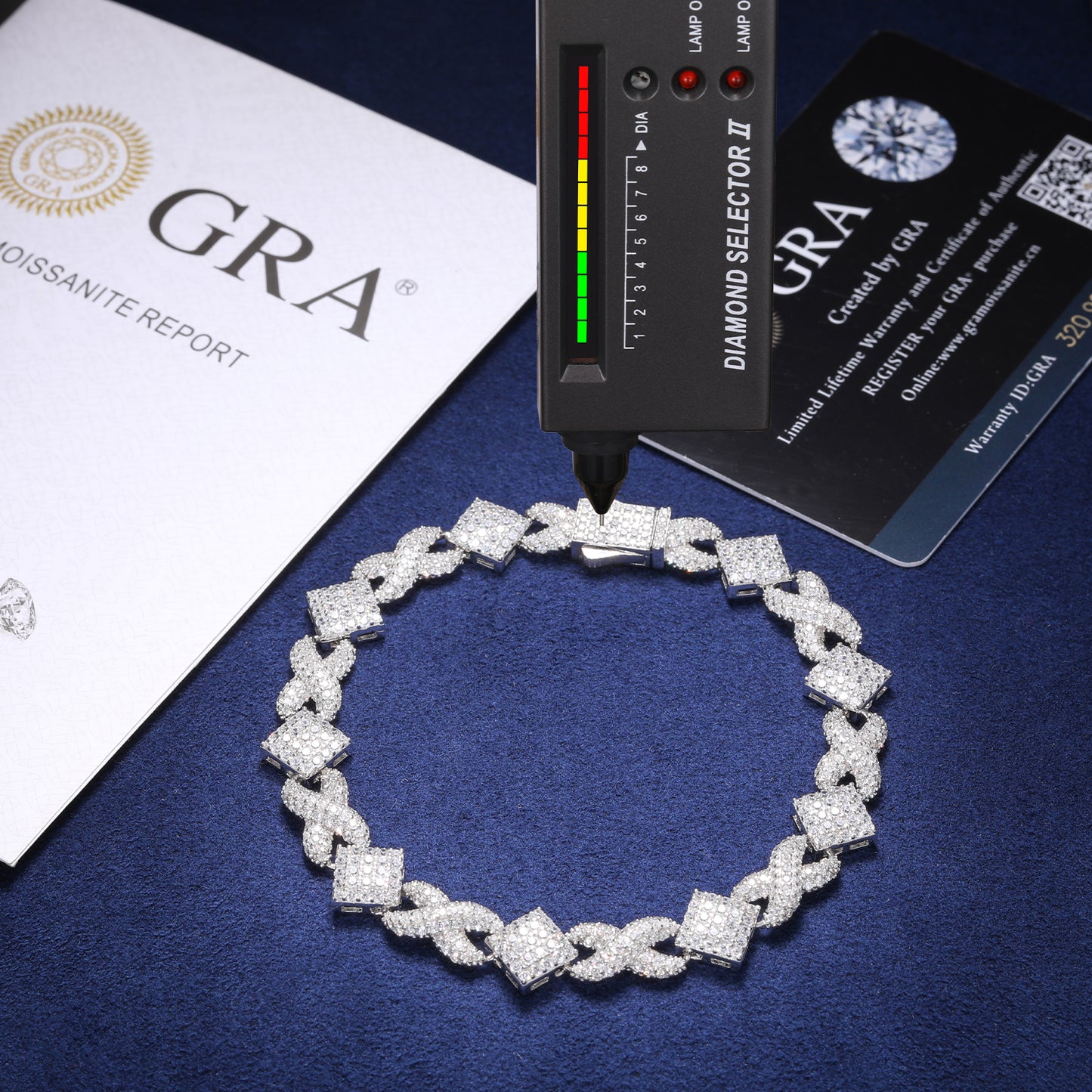 925 Silver Moissanite Iced Out Knot Link Bracelet for Men TQB0189