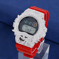 Moissanite Eye Pattern Flame Iced Out Bezel Case Compatible with DW6900 Series CMW0043
