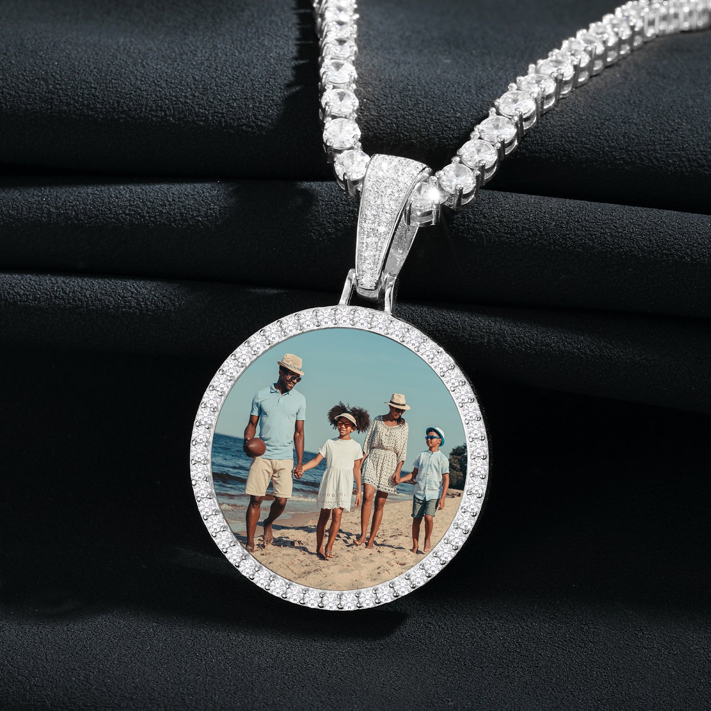 925 Silver Moissanite Iced Out Custom Photo Pendant TQP0082
