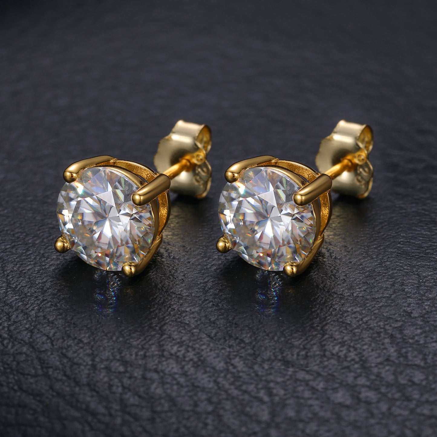 925 Silver Moissanite Four Prong Round Solitaire Stud Earrings TQE0075