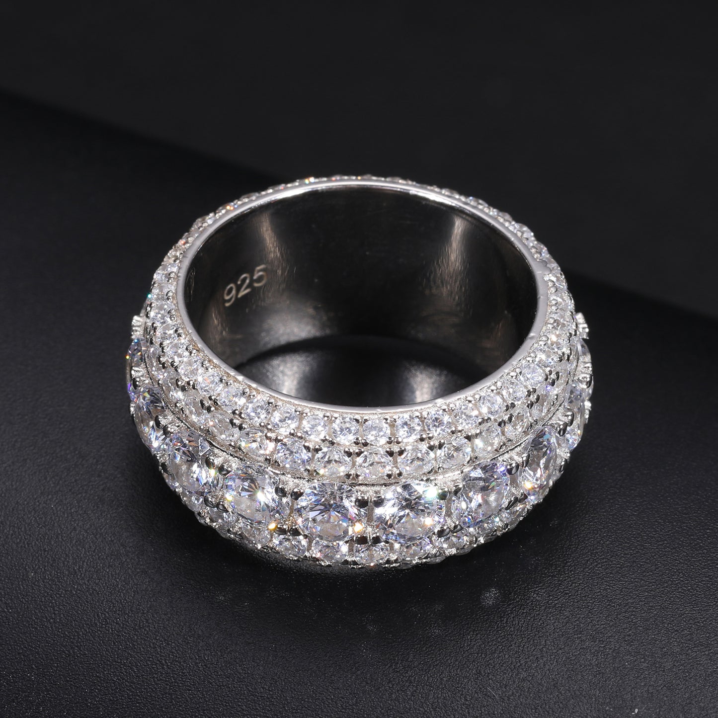925 Silver Moissanite Blue Green Eternity Band Ring TQR0424