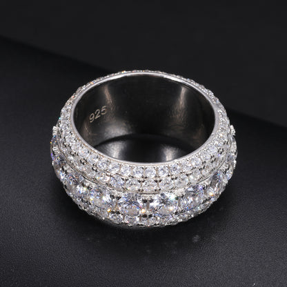 925 Silver Moissanite Blue Green Eternity Band Ring TQR0424