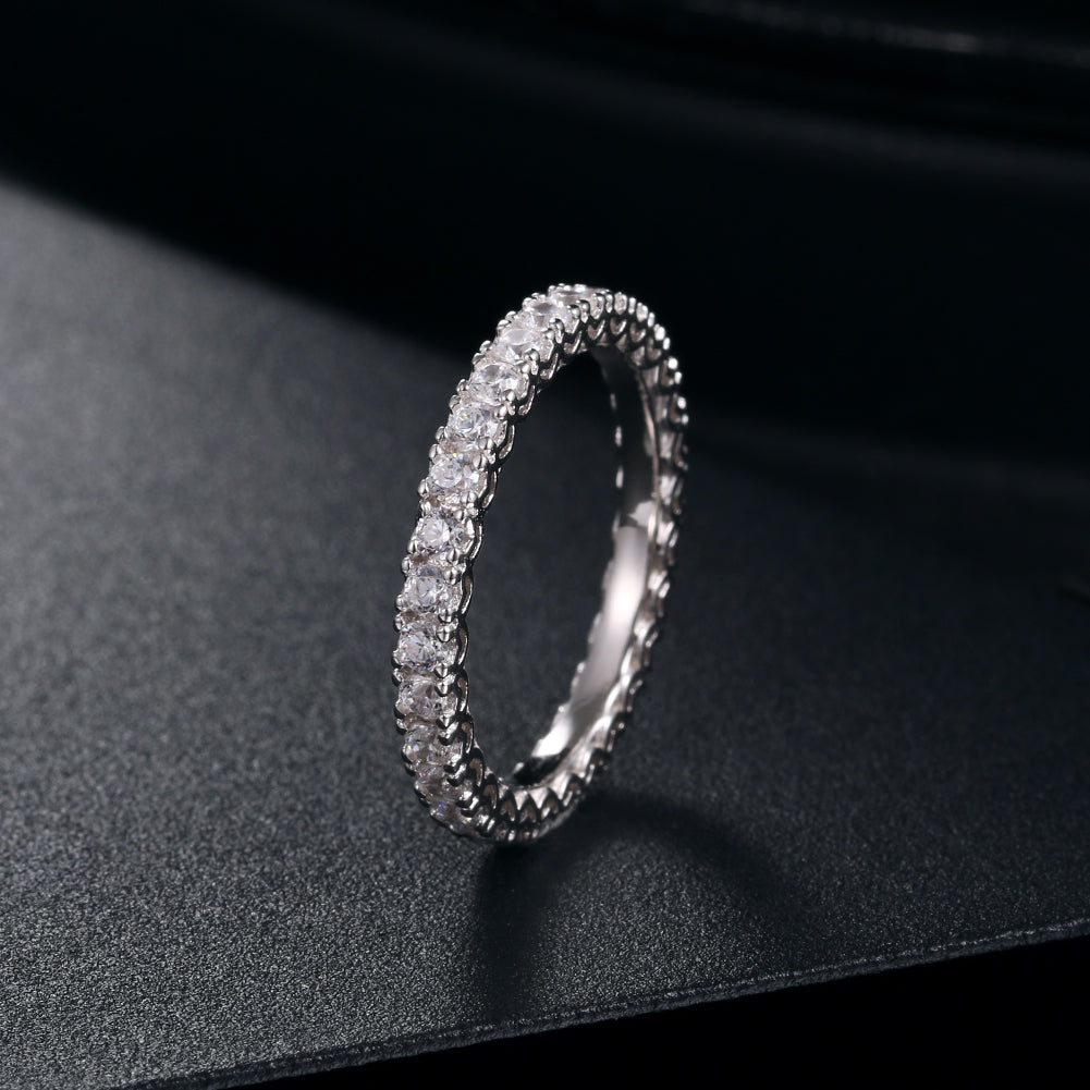 925 Silver Moissanite Eternity Band Ring TQR0001