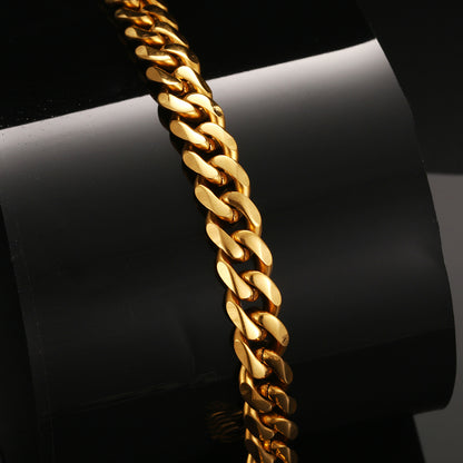 Gold Finish Copper Cuban Link Chain Necklace for Men CZBHX0129