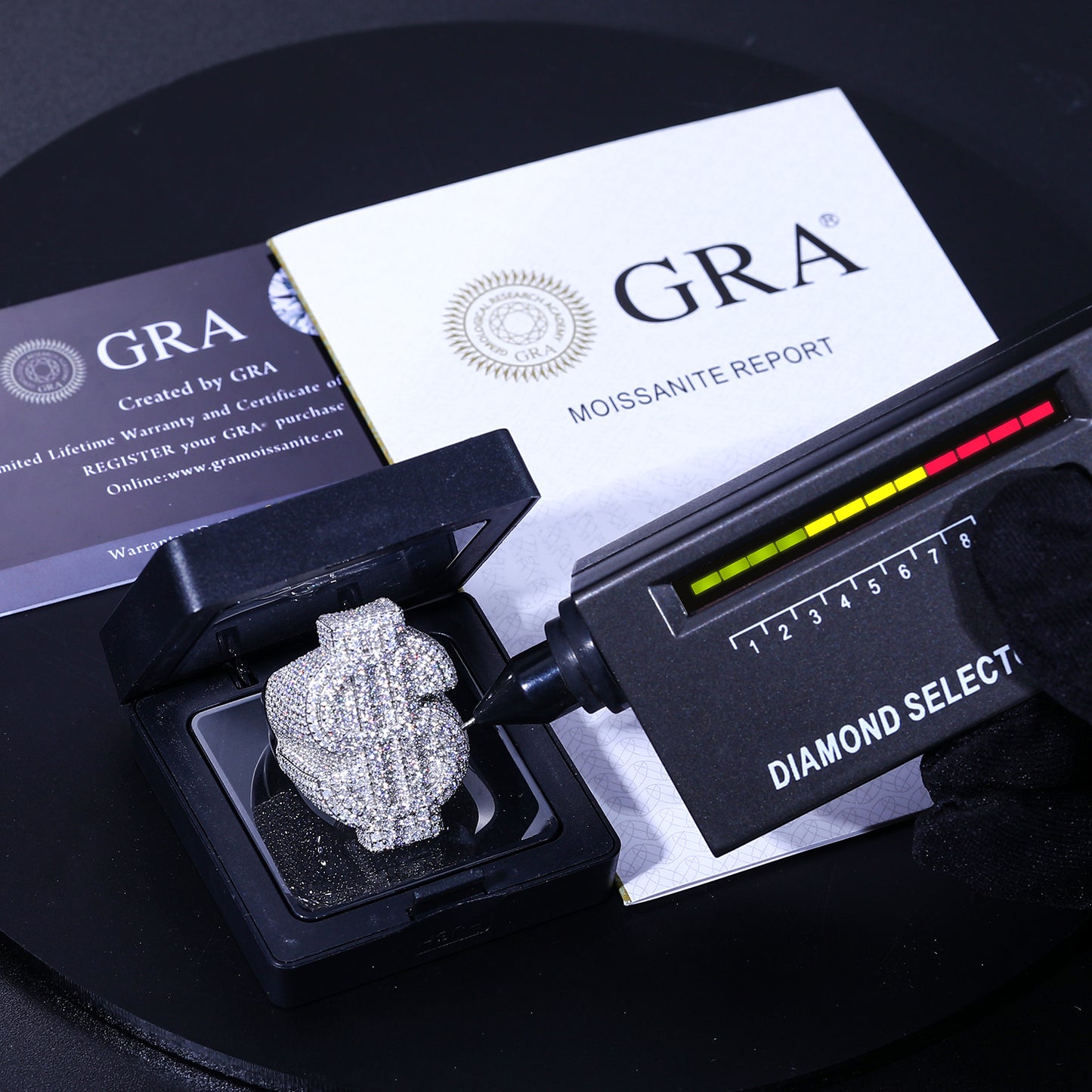 925 Silver Moissanite Dollar Sign Statement Ring for Men TQR0066