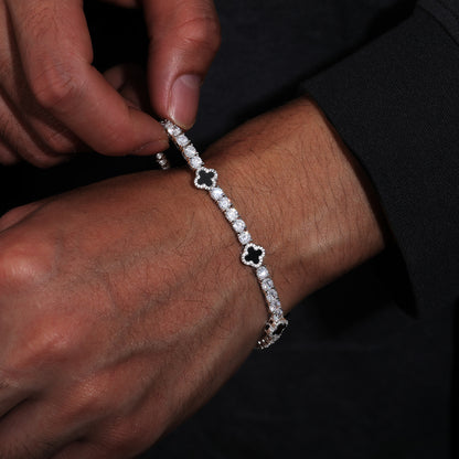 925 Silver Moissanite Black Clover Tennis Bracelet TQB0163