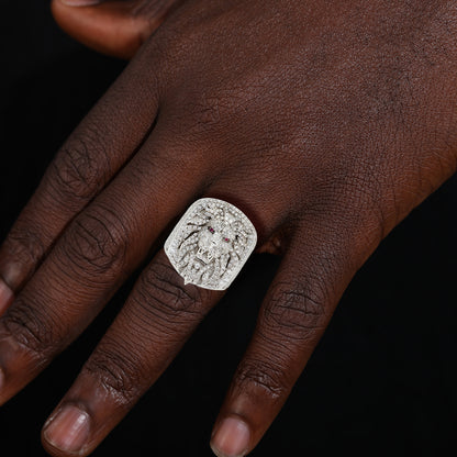 925 Silver Moissanite Lion Head Statement Ring for Men TQR0398