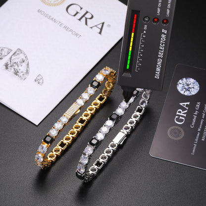 925 Silver Moissanite Black Accent Tennis Bracelet TQB0158