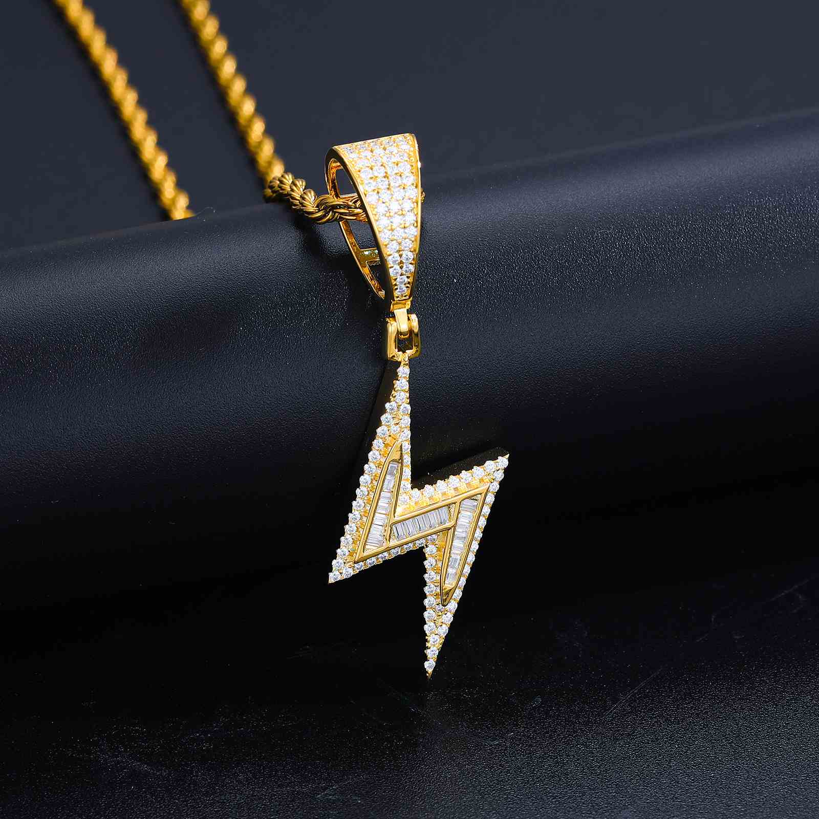 Baguette Moissanite Lightning Pendant