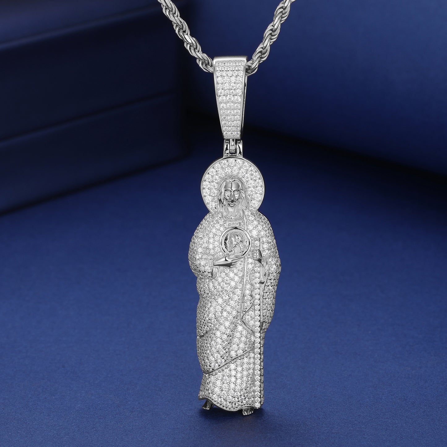925 Silver Moissanite Saint Figure Pendant TQP0410
