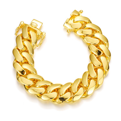 Copper Cuban Link Bracelet 10 to 22mm for Men CZBHX0196