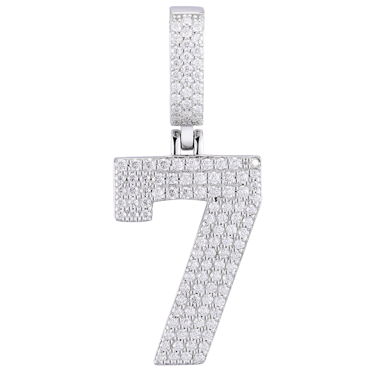 925 Silver Moissanite Iced Out Number Pendant TQP0170