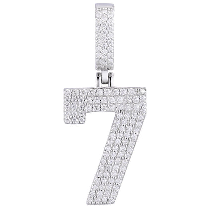 925 Silver Moissanite Iced Out Number Pendant TQP0170