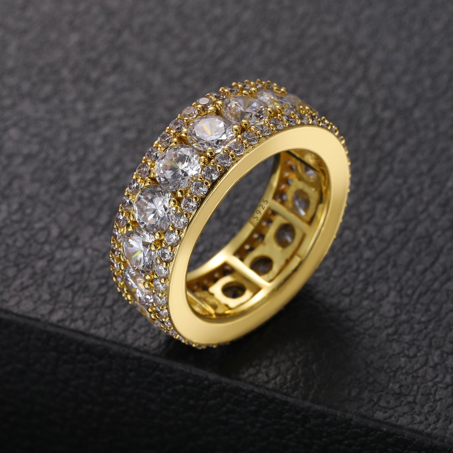 925 Silver Moissanite Round Cut Halo Band Ring TQR0044
