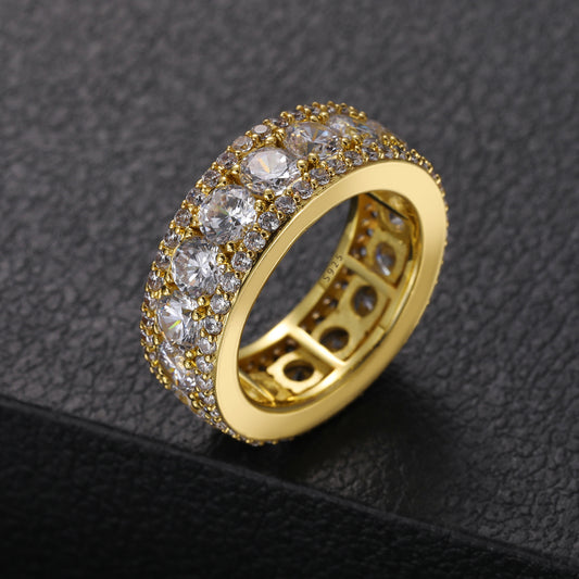 925 Silver Moissanite Round Cut Halo Band Ring TQR0044