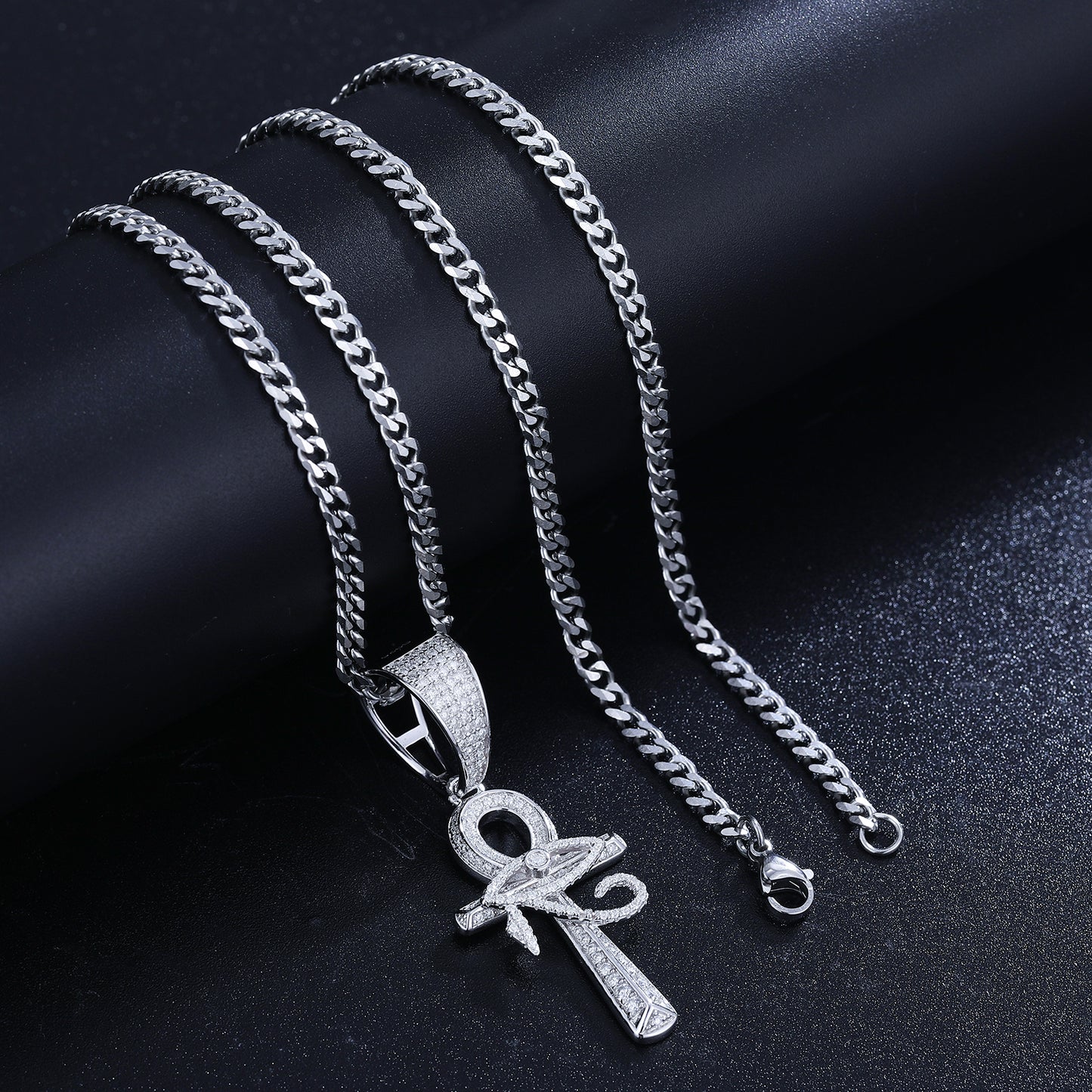 925 Silver Moissanite Iced Out Ankh Cross Pendant TQP0231