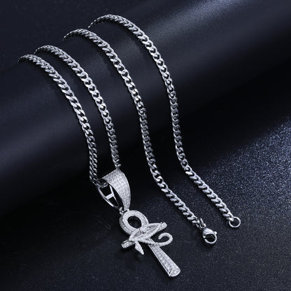925 Silver Moissanite Iced Out Ankh Cross Pendant TQP0231