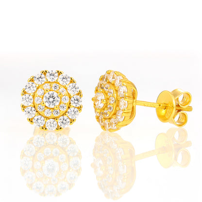 925 Silver Moissanite Rosette Halo Stud Earrings TQE0564