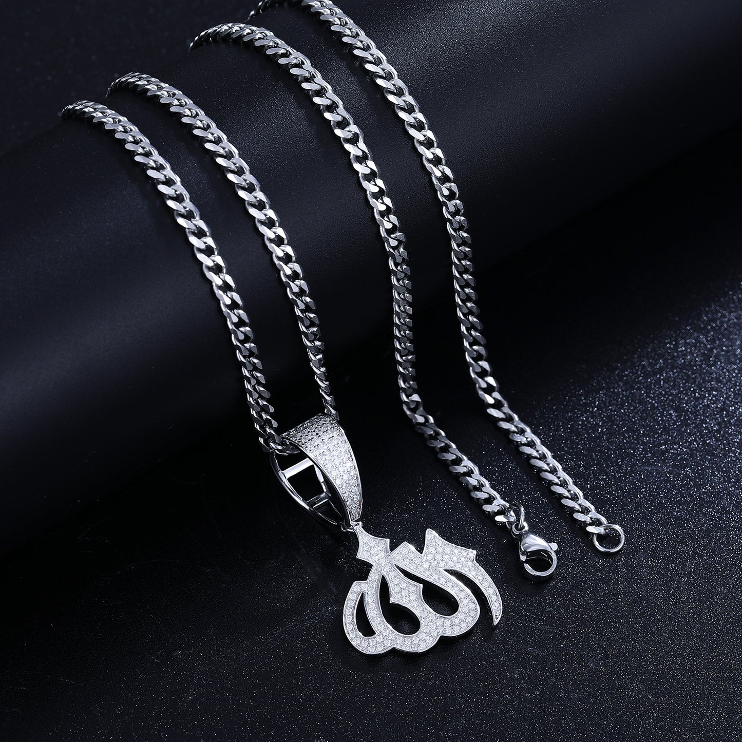 925 Silver Moissanite Iced Out Arabic Calligraphy Pendant TQP0236