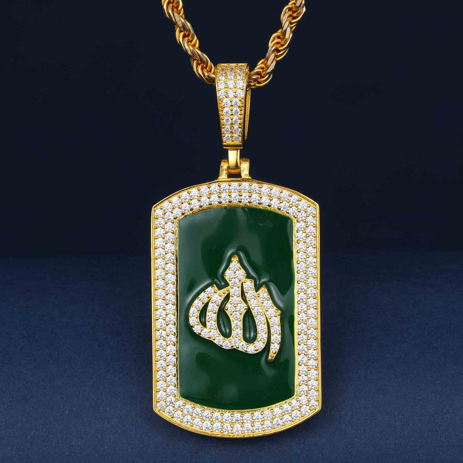 Green Tag Allah Pattern Pendant