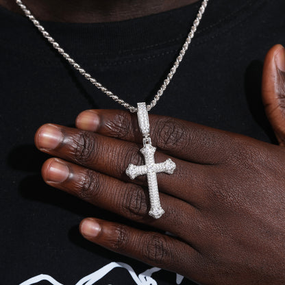925 Silver Moissanite Bone Cross Pendant TQP0439